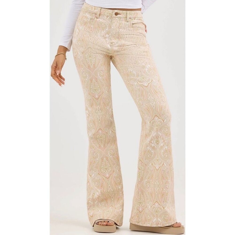 Wrangler Beige Paisley Flare Jeans